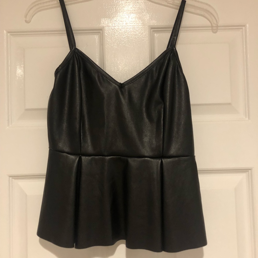 Faux leather peplum top